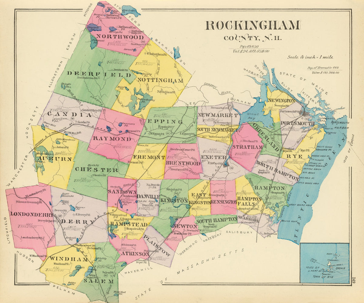 Preview of Vintage Map of Rockingham County, New Hampshire 1892