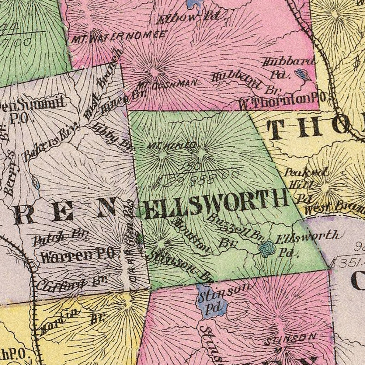 Restored historic details from the 1892 county map of Grafton County, New Hampshire