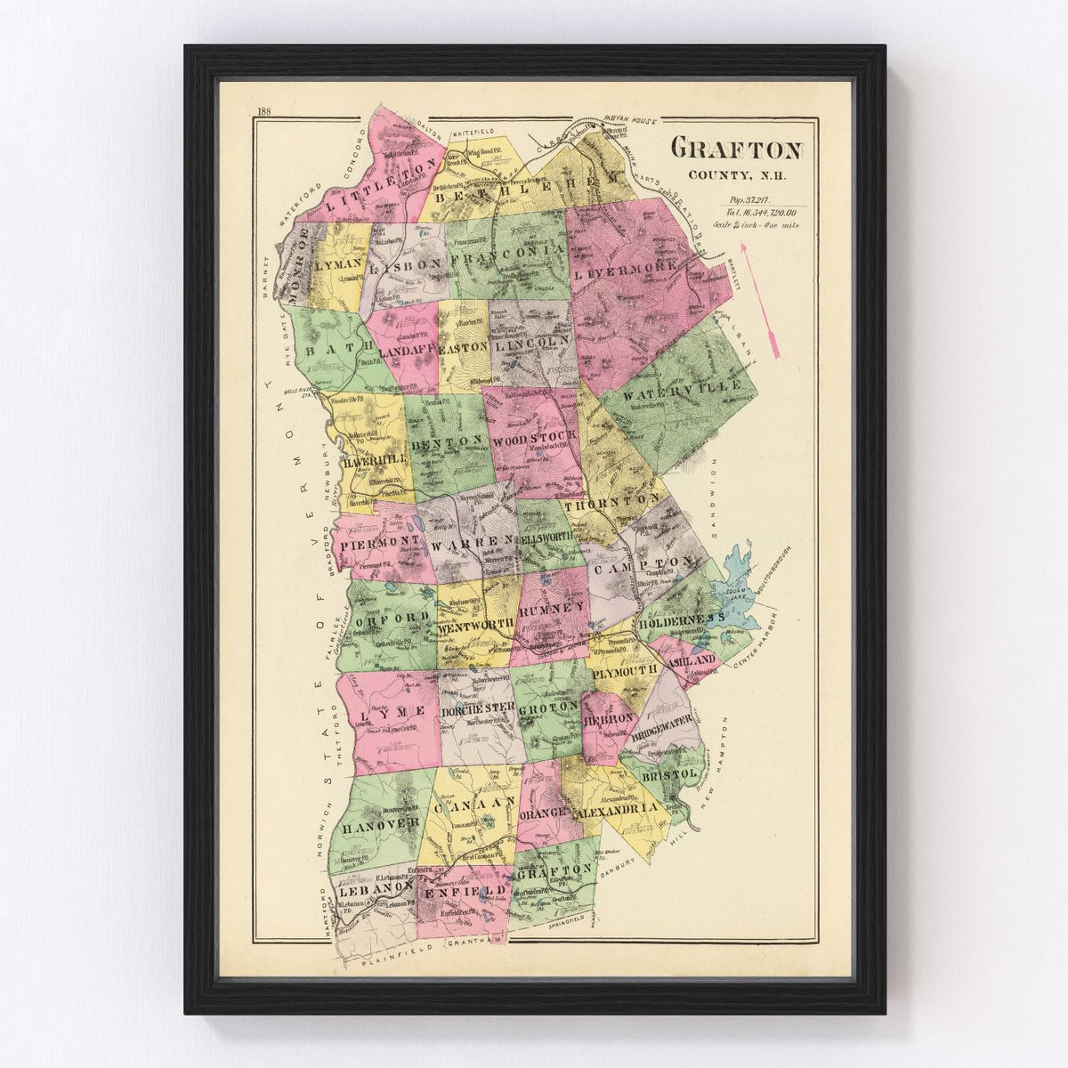 Grafton County Vintage Map 1892
