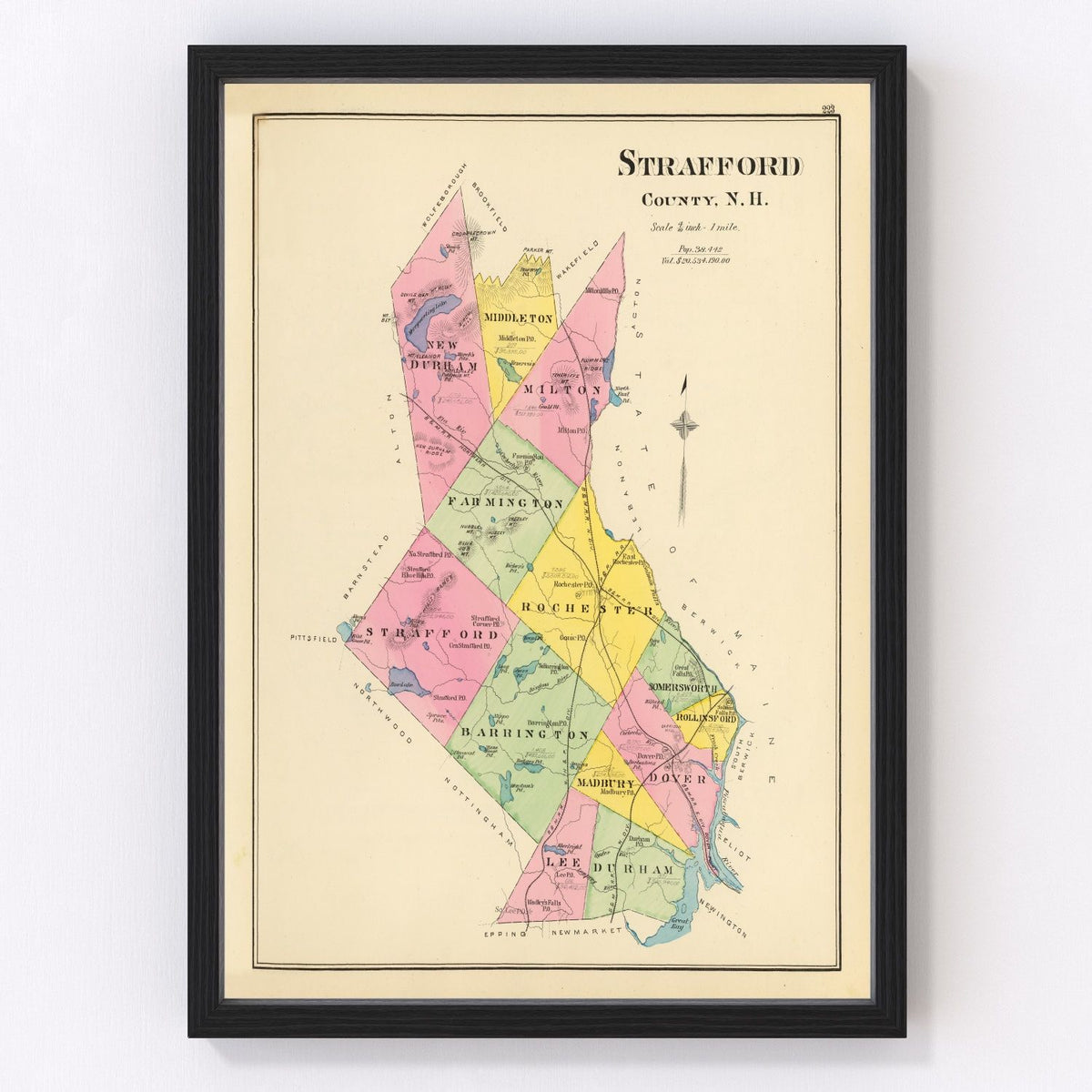 Strafford County Vintage Map 1892