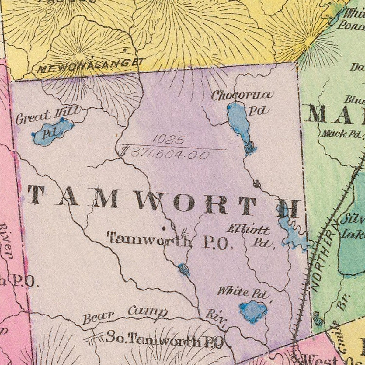 Restored historic details from the 1892 county map of Carroll County, New Hampshire