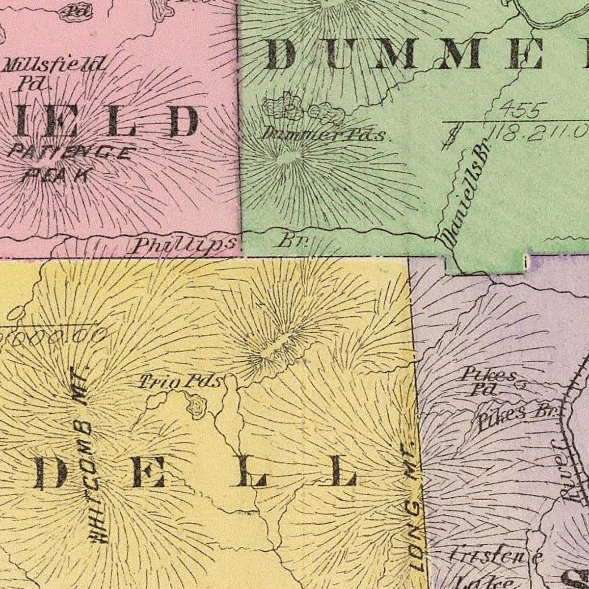 Restored historic details from the 1892 county map of Coos County, New Hampshire