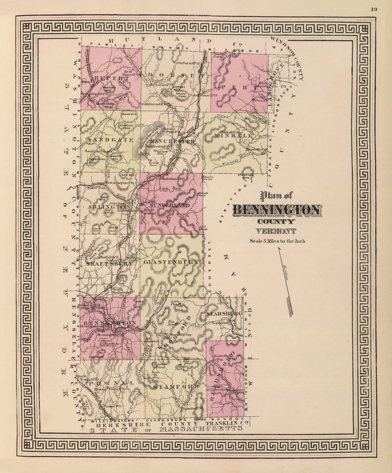Size comparison using Vintage Map of Bennington County, Vermont 1876