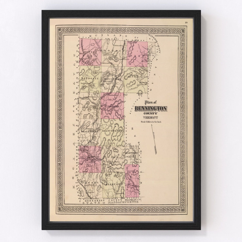 Bennington County Vintage Map 1876