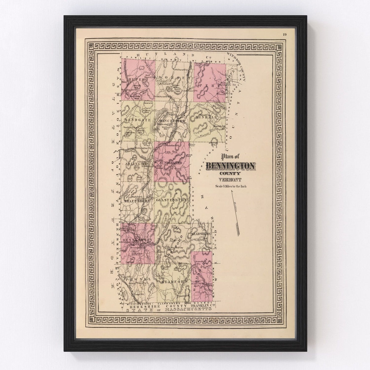 Bennington County Vintage Map 1876