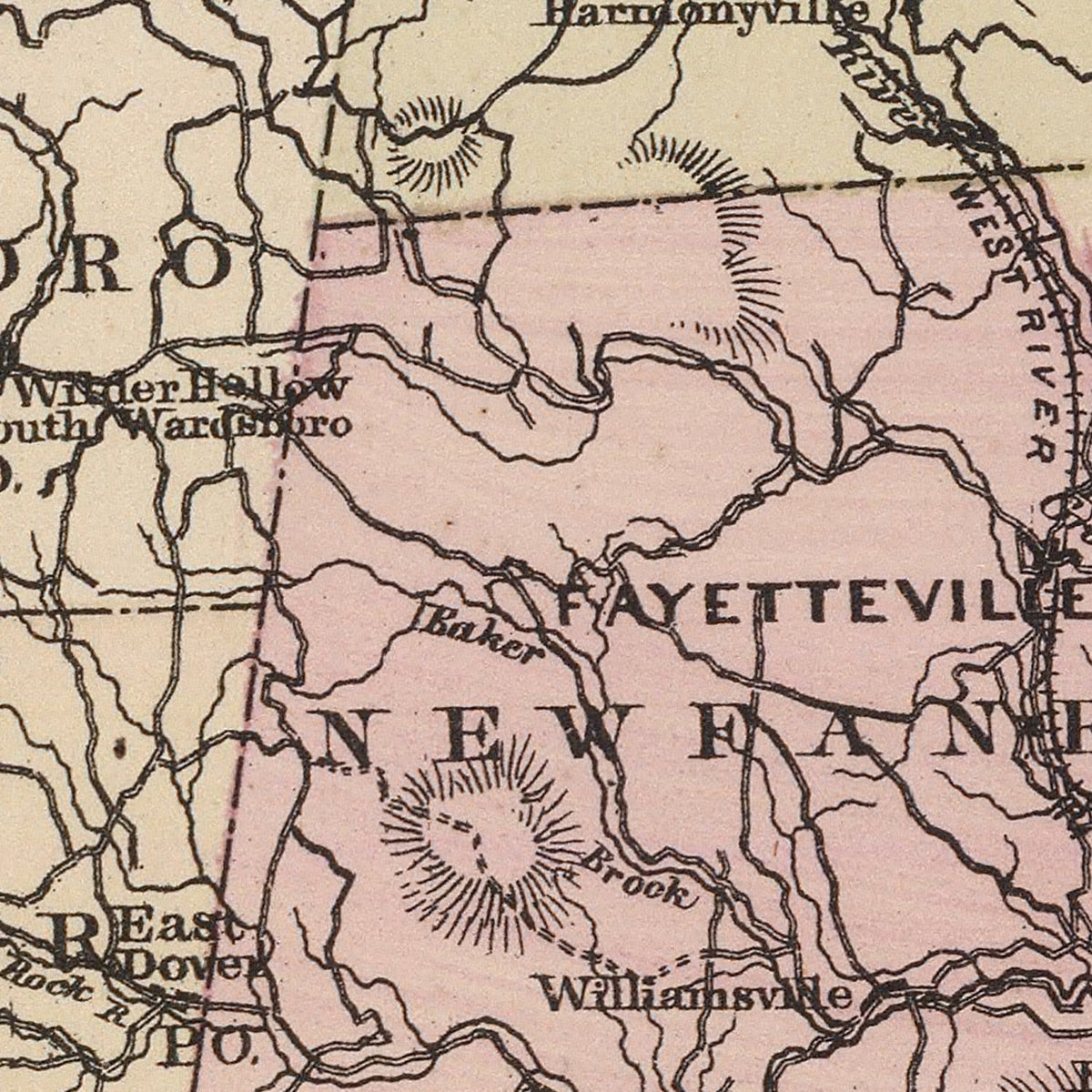 Restored historic details from the 1876 county map of Windham County, Vermont