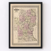 Windham County Vintage Map 1876