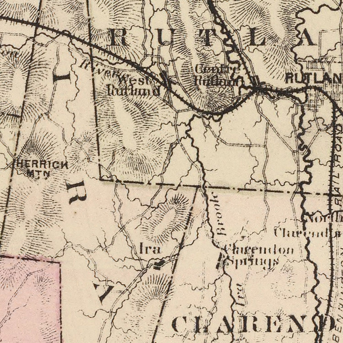 Restored historic details from the 1876 county map of Rutland County, Vermont