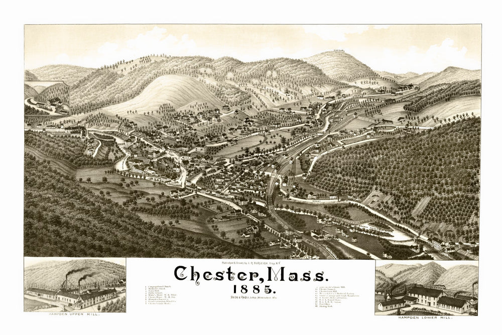 Vintage Map of Chester, Massachusetts 1885 print style example