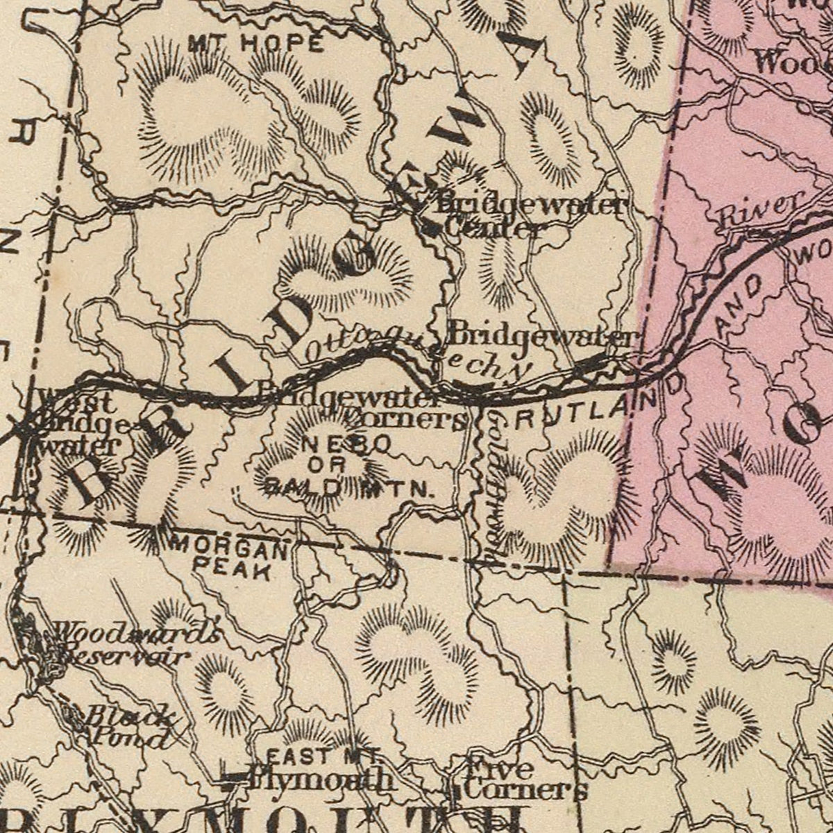 Restored historic details from the 1876 county map of Windsor County, Vermont