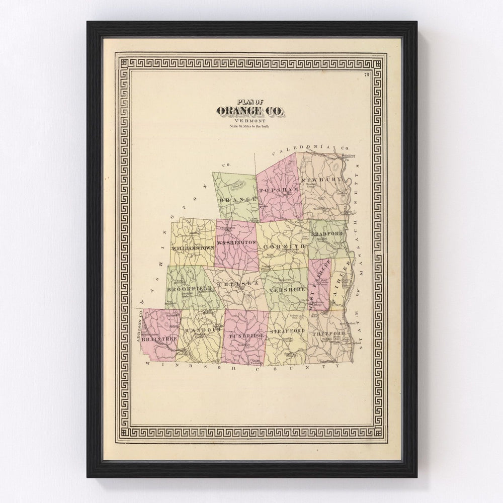 Orange County Vintage Map 1876