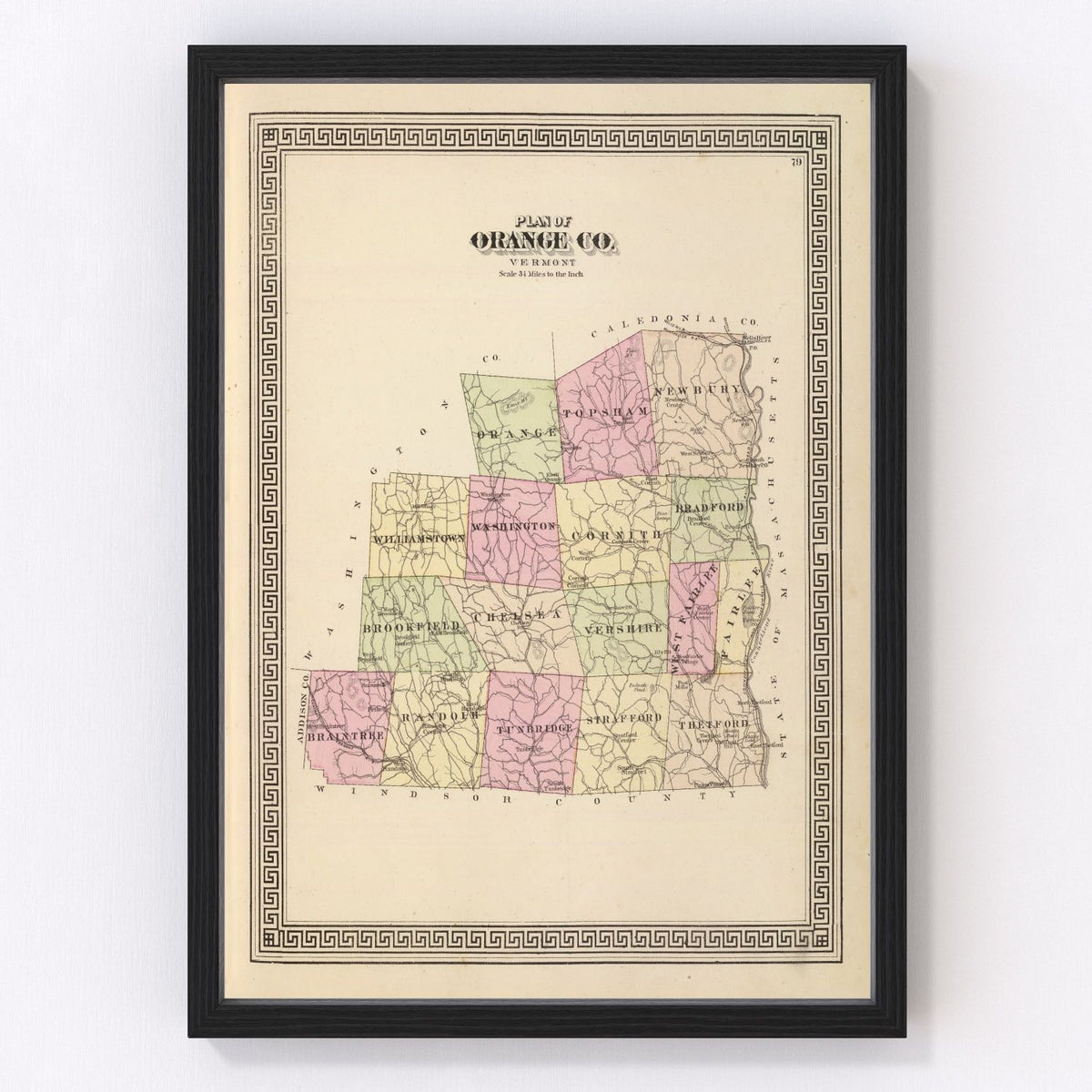 Orange County Vintage Map 1876