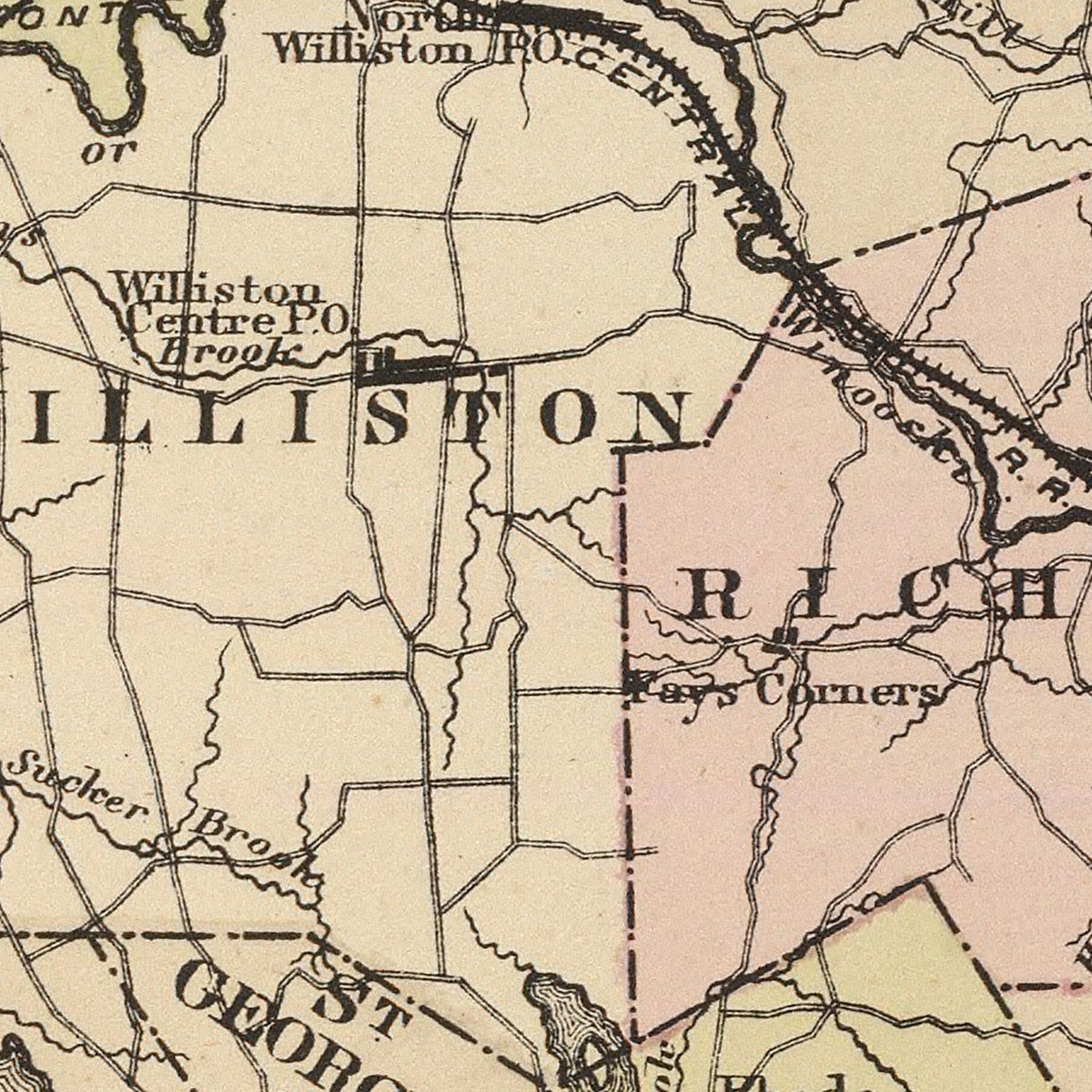 Restored historic details from the 1876 county map of Chittenden County, Vermont