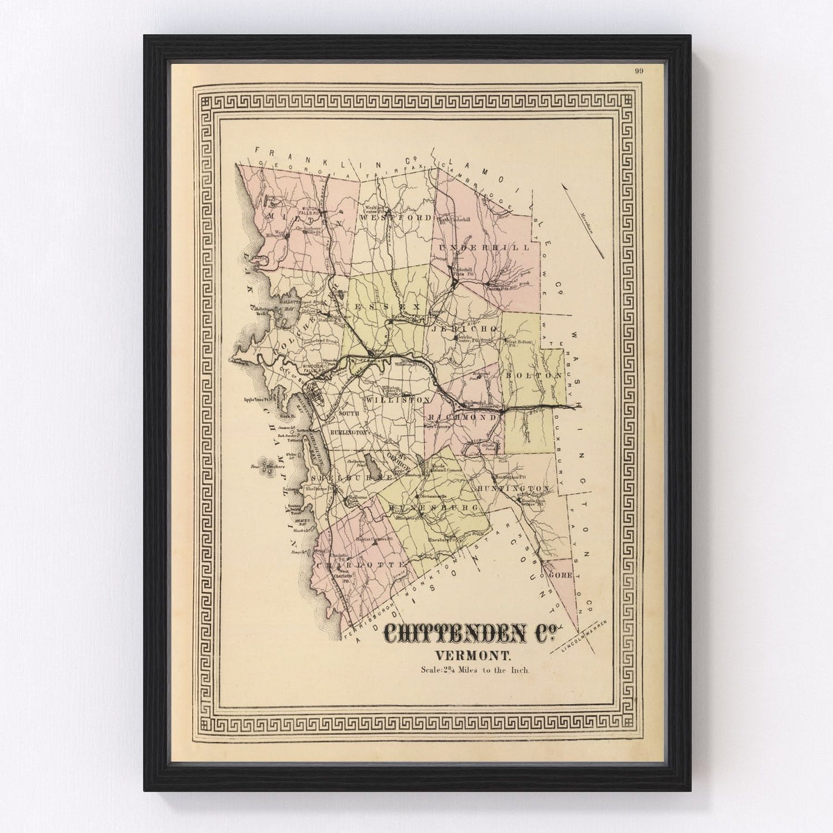 Chittenden County Vintage Map 1876
