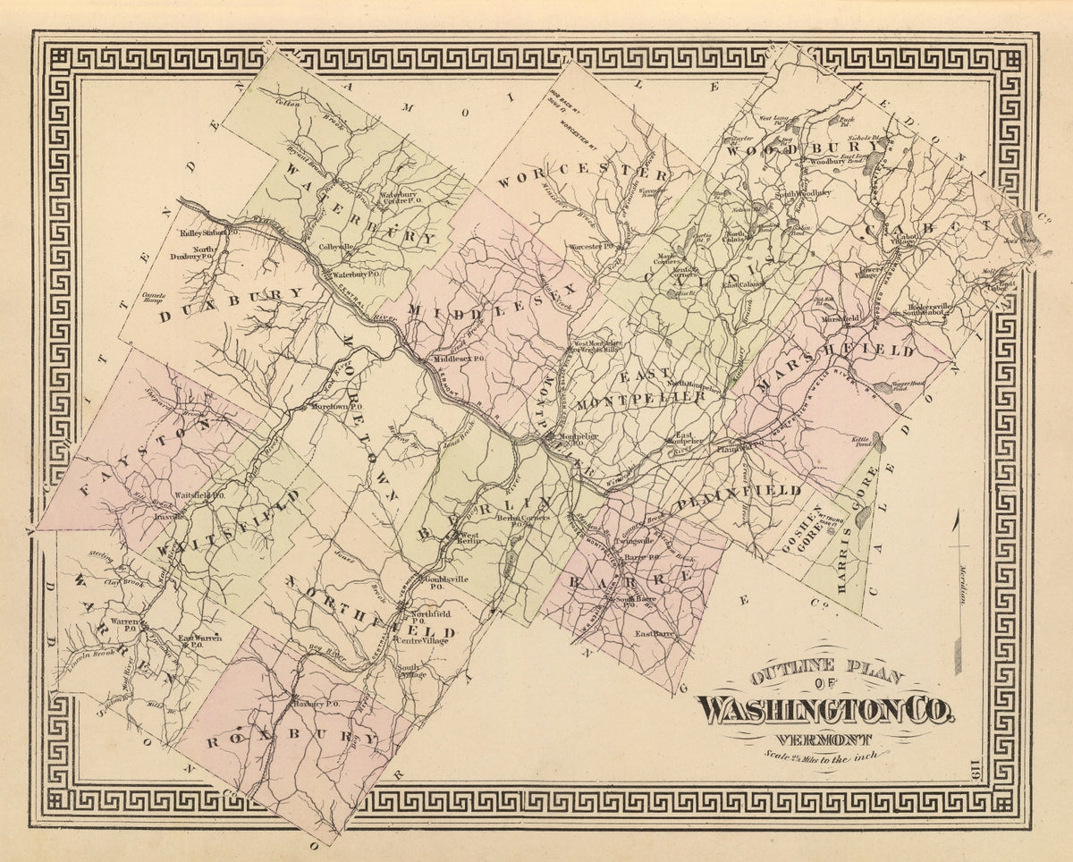 Preview of Vintage Map of Washington County, Vermont 1876