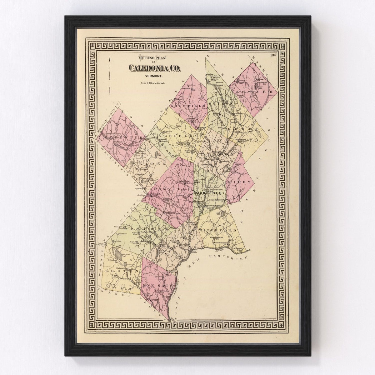 Caledonia County Vintage Map 1876