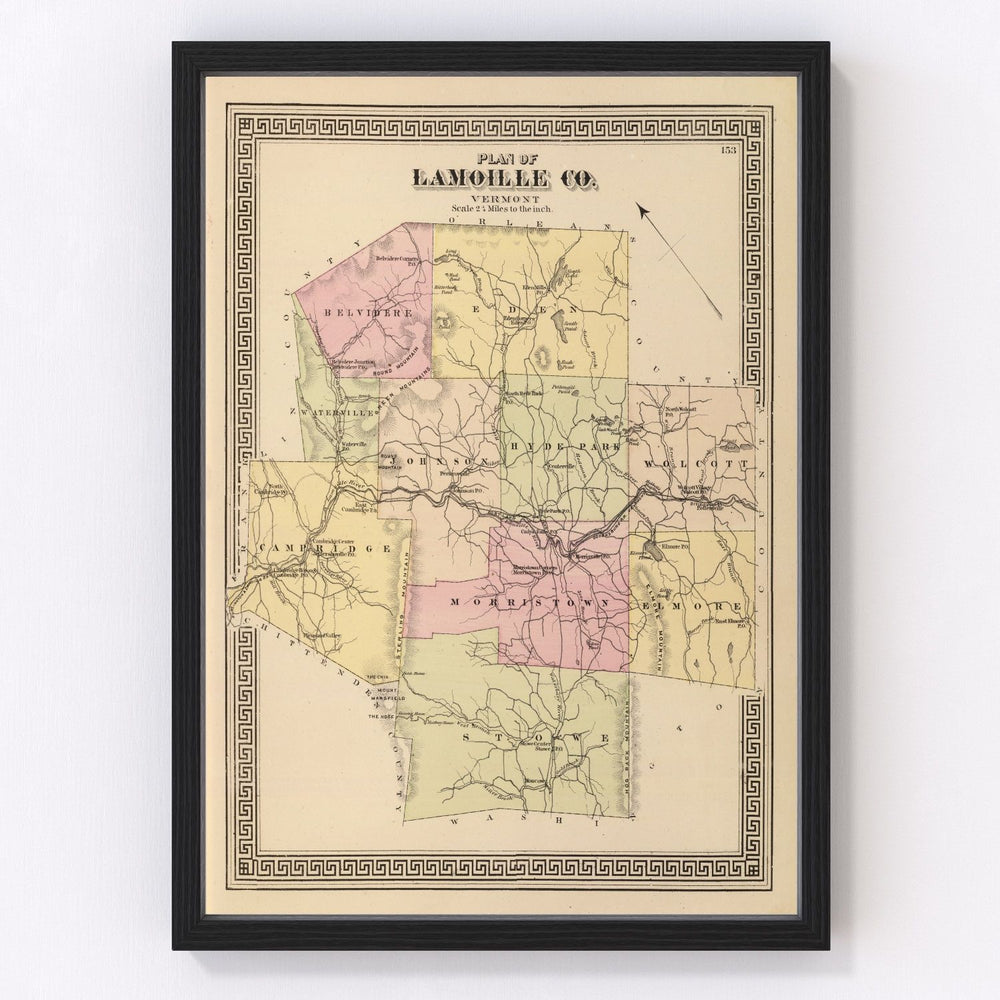 Lamoille County Vintage Map 1876