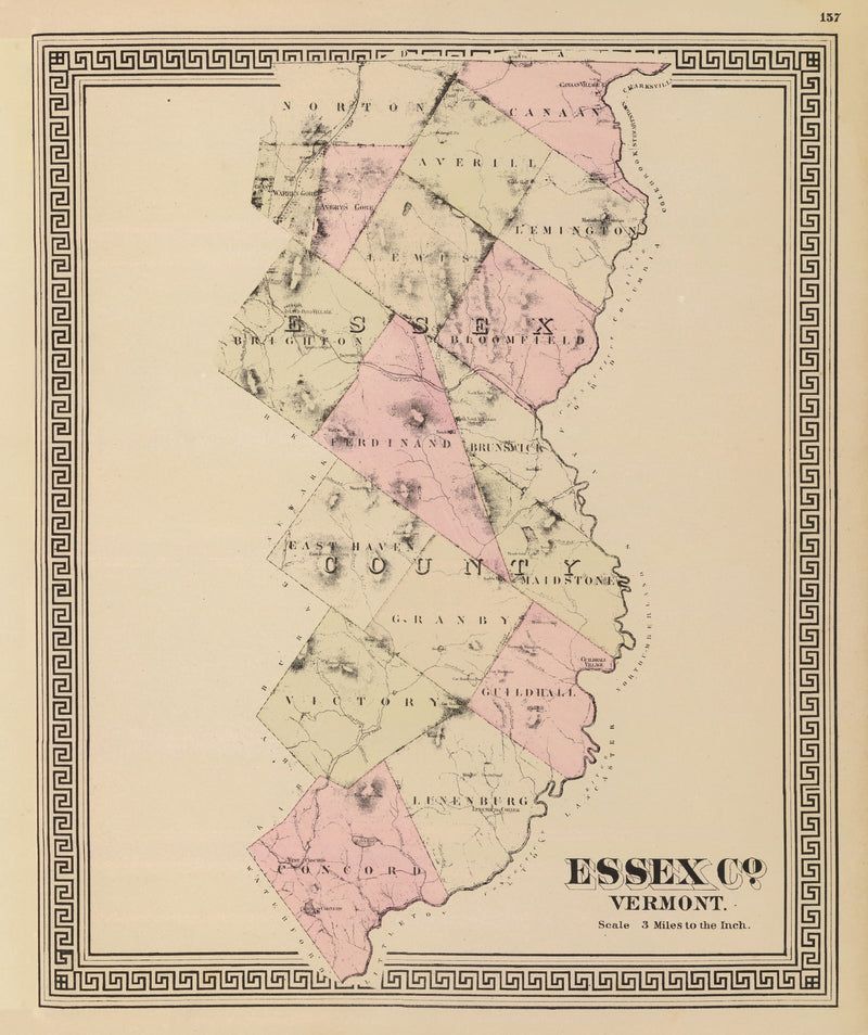 Size comparison using Vintage Map of Essex County, Vermont 1876