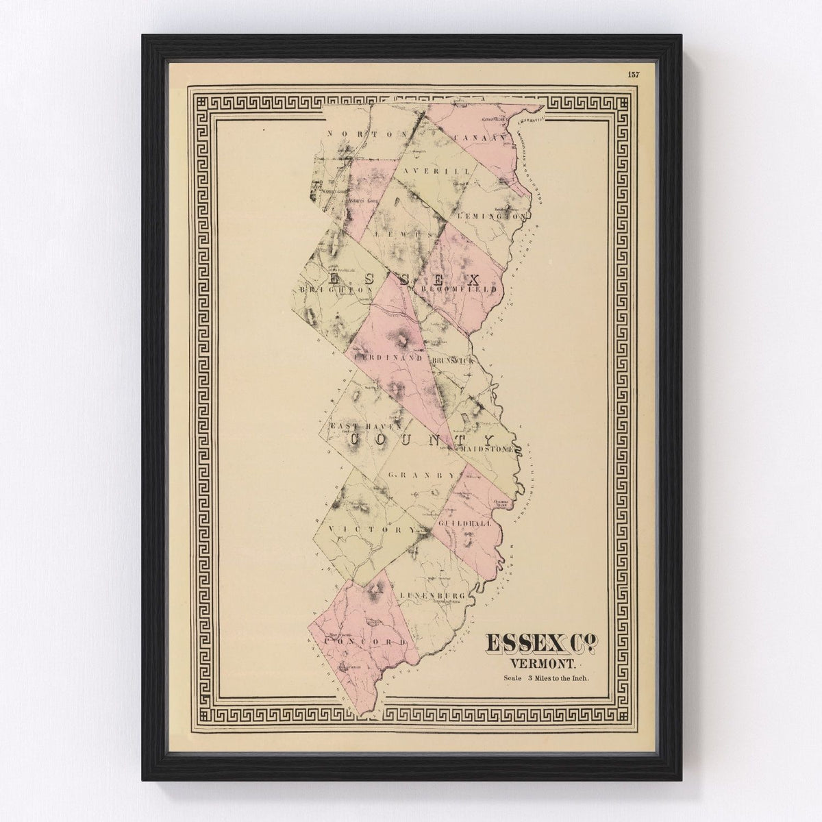 Essex County Vintage Map 1876
