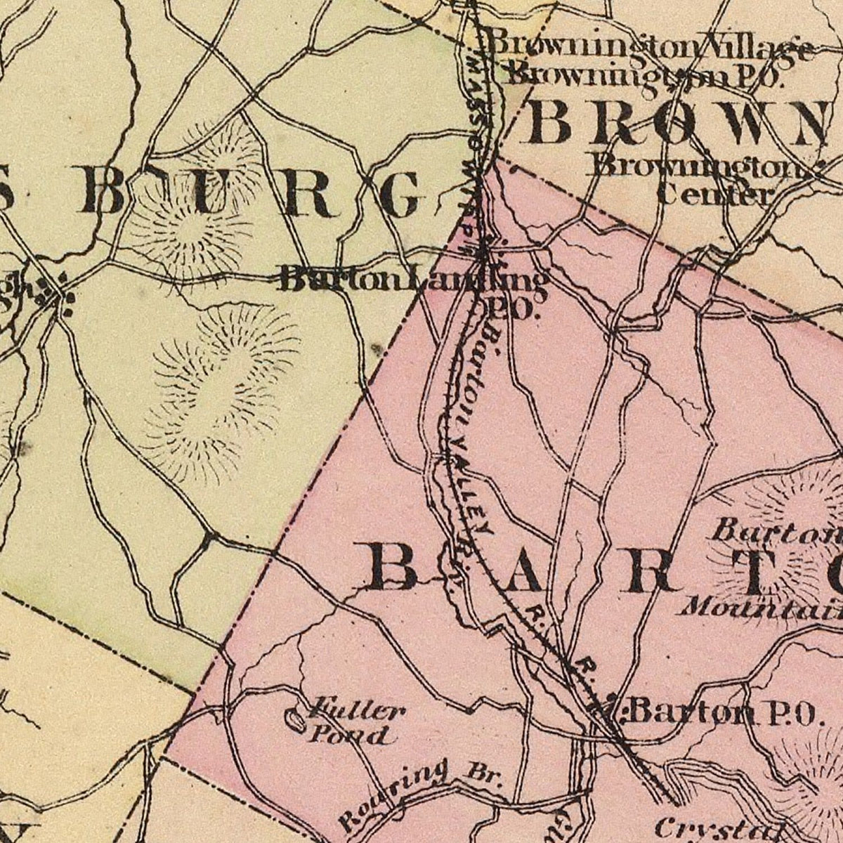 Restored historic details from the 1876 county map of Orleans County, Vermont
