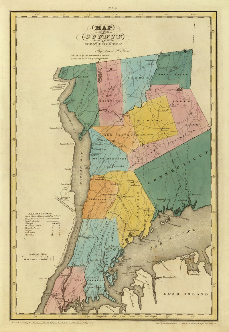 Size comparison using Vintage Map of Westchester County, New York 1829