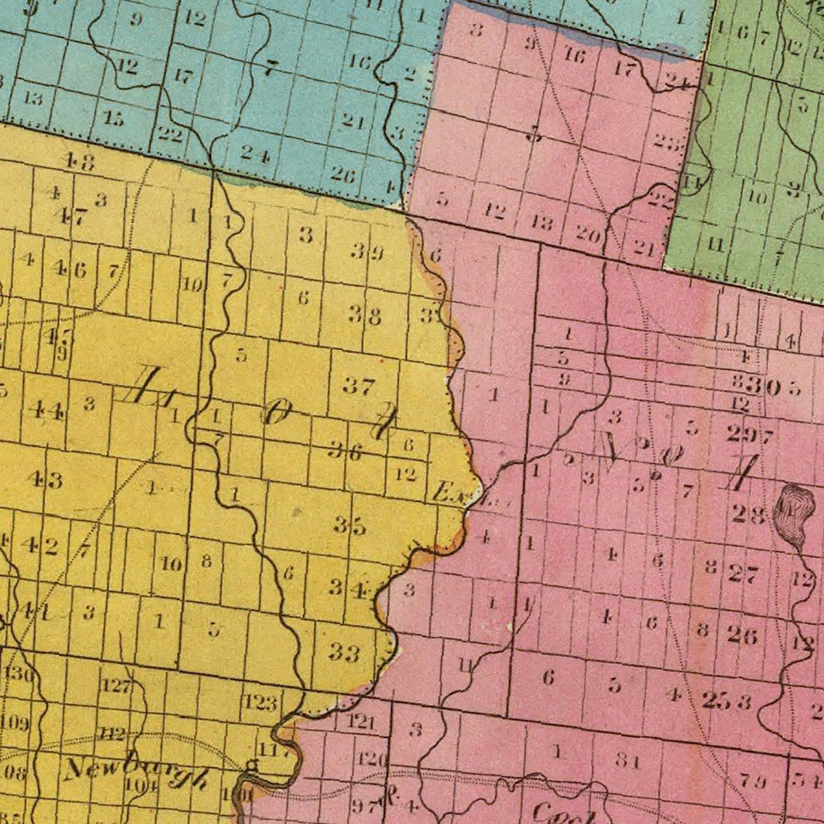 Restored historic details from the 1829 county map of Sullivan County, New York