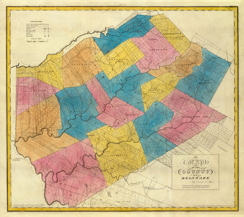 Size comparison using Vintage Map of Delaware County, New York 1829