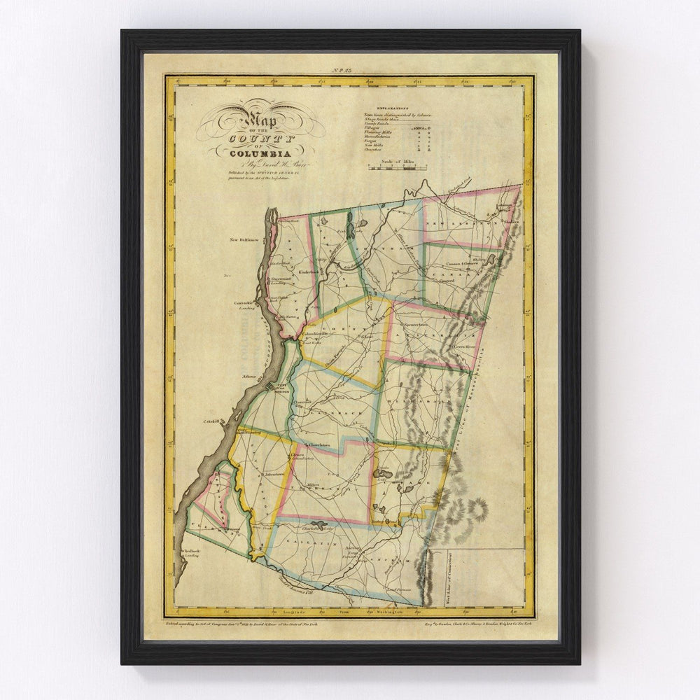 Columbia County Vintage Map 1829