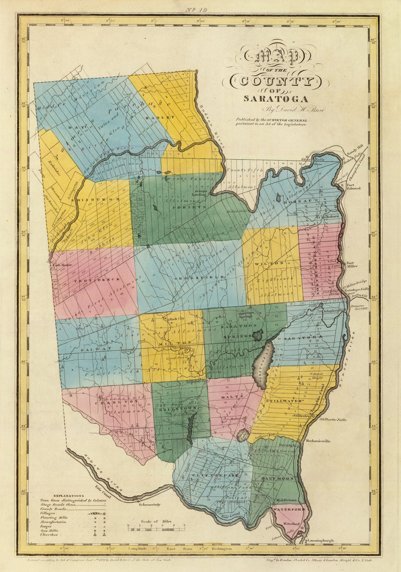 Size comparison using Vintage Map of Saratoga County, New York 1829