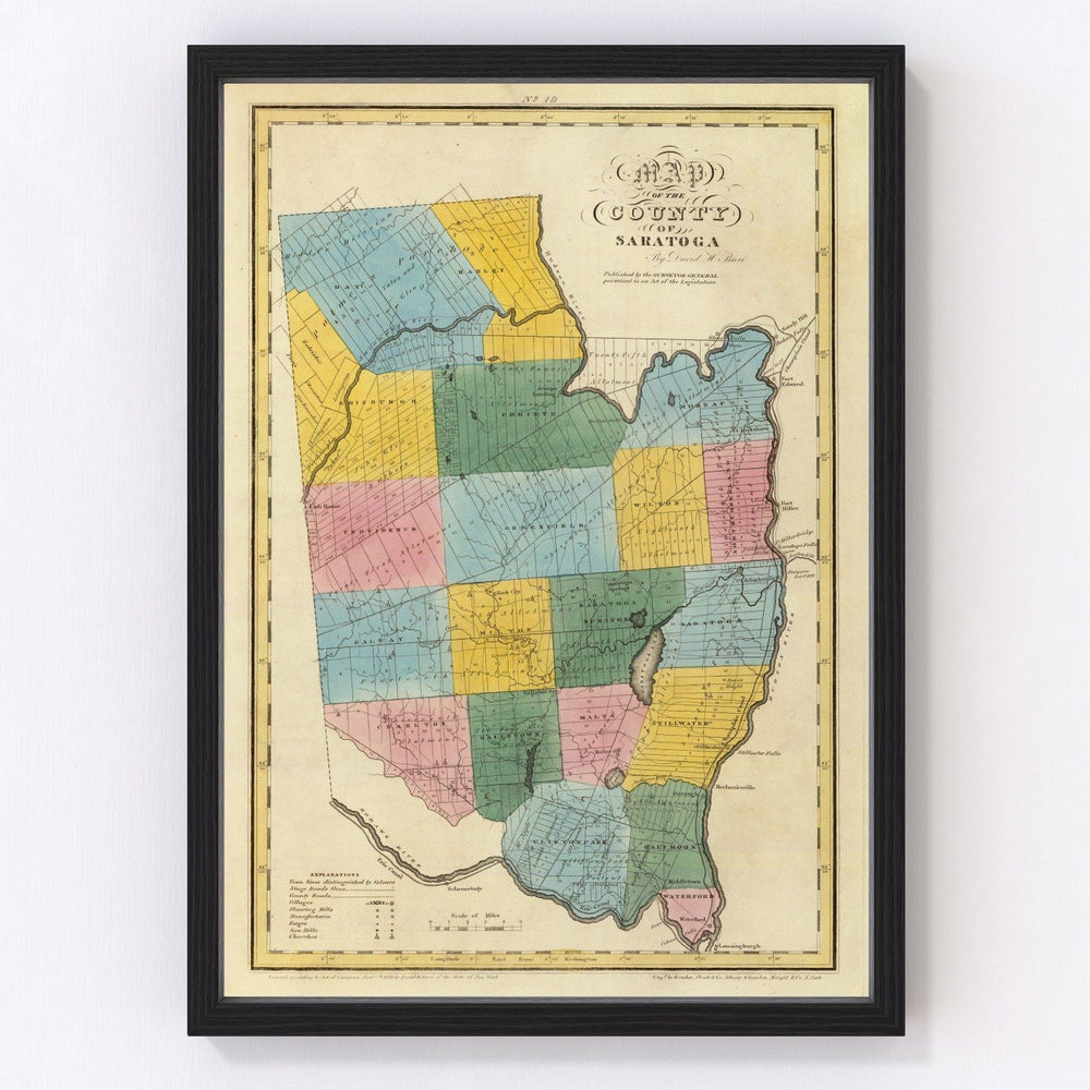 Saratoga County Vintage Map 1829