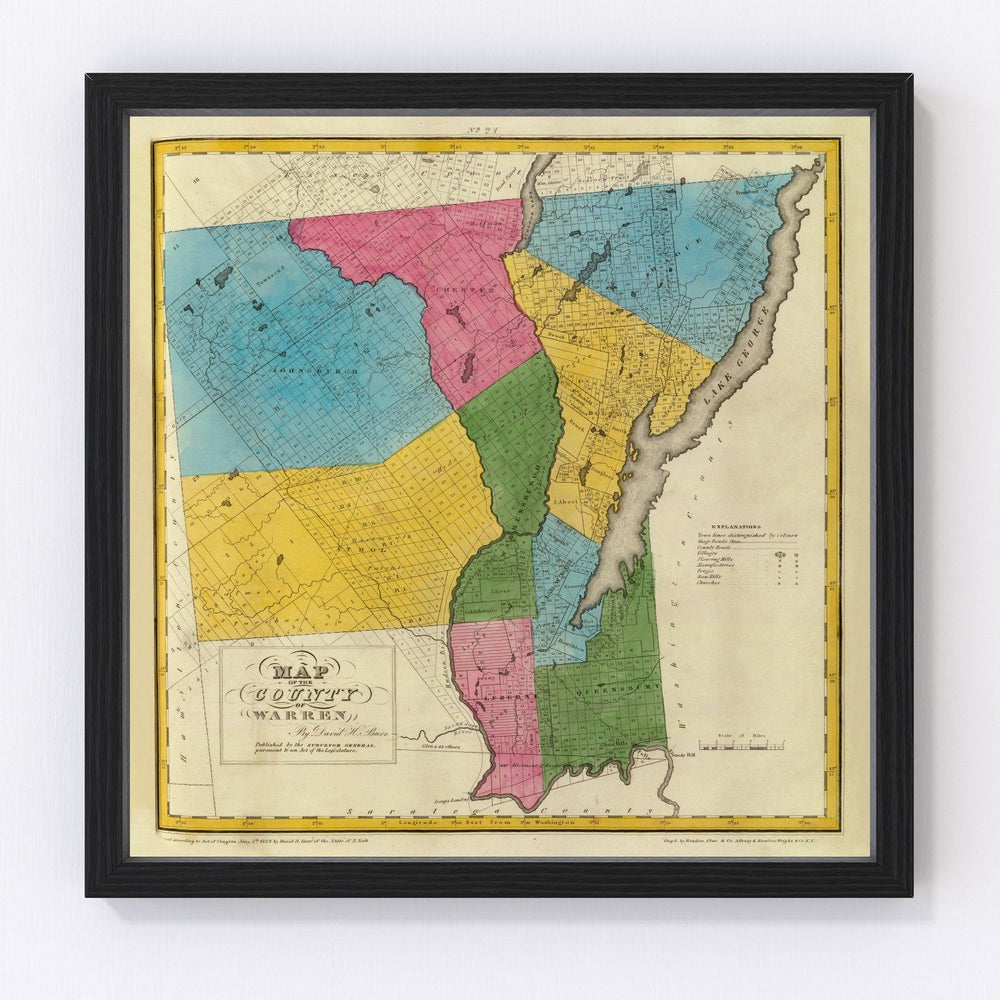 Warren County Vintage Map 1829