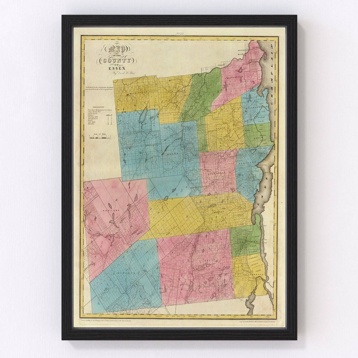 Essex County Vintage Map 1829