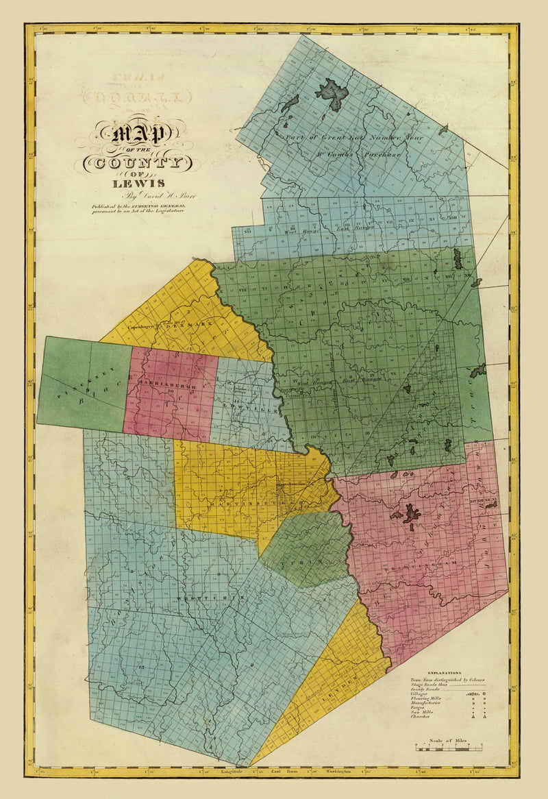 Size comparison using Vintage Map of Lewis County, New York 1829