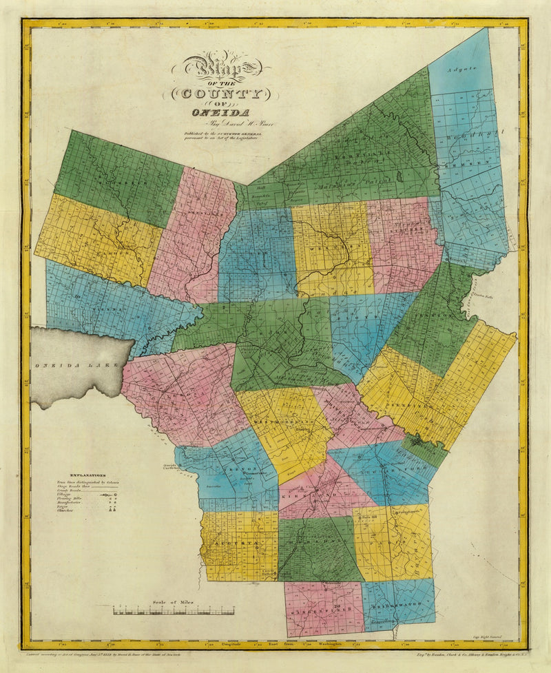 Size comparison using Vintage Map of Oneida County, New York 1829