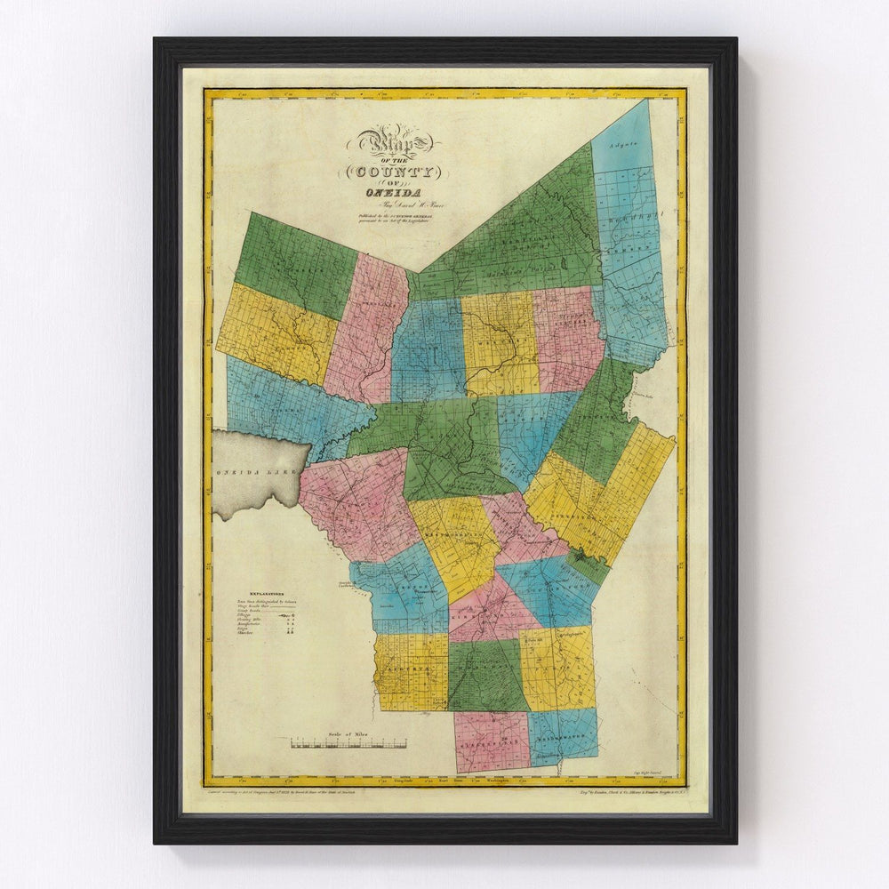Oneida County Vintage Map 1829