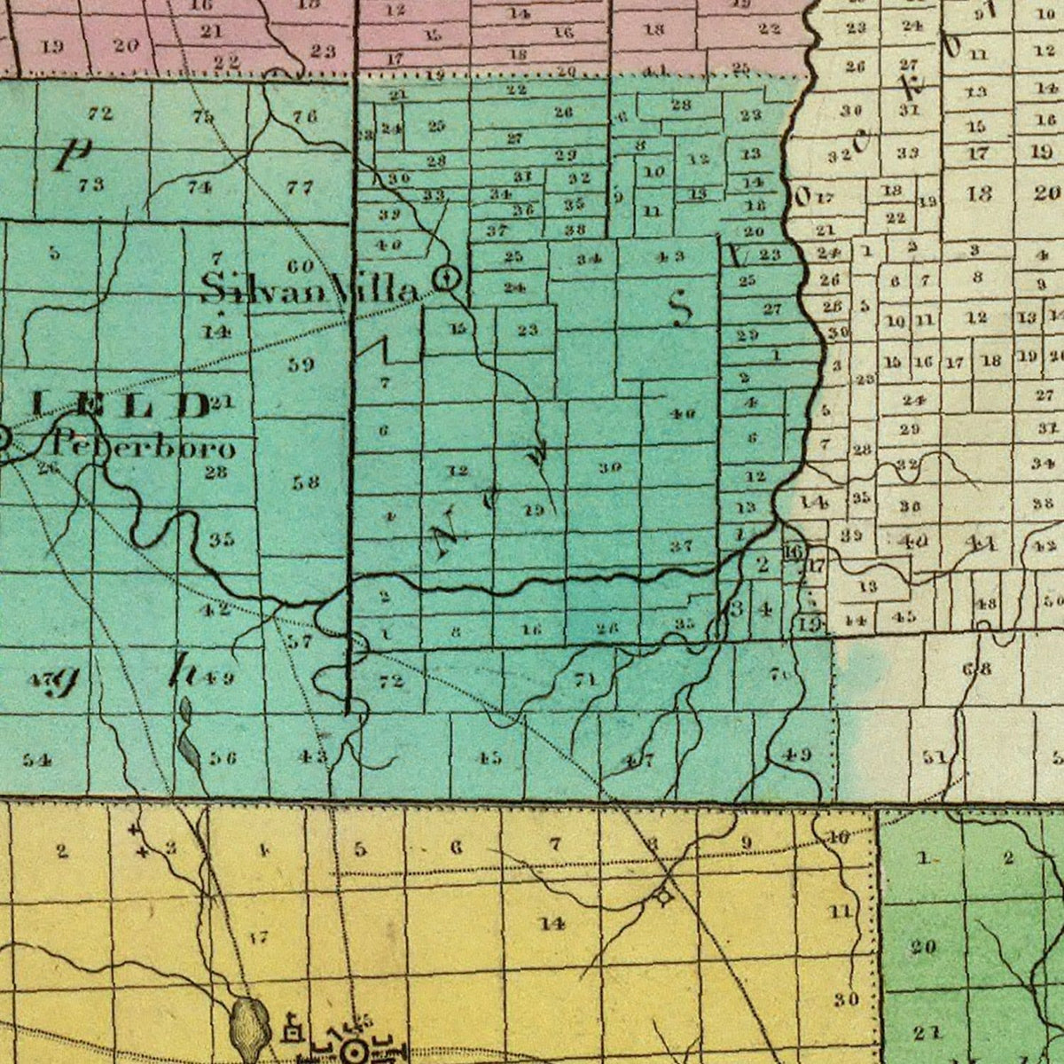 Restored historic details from the 1829 county map of Madison County, New York