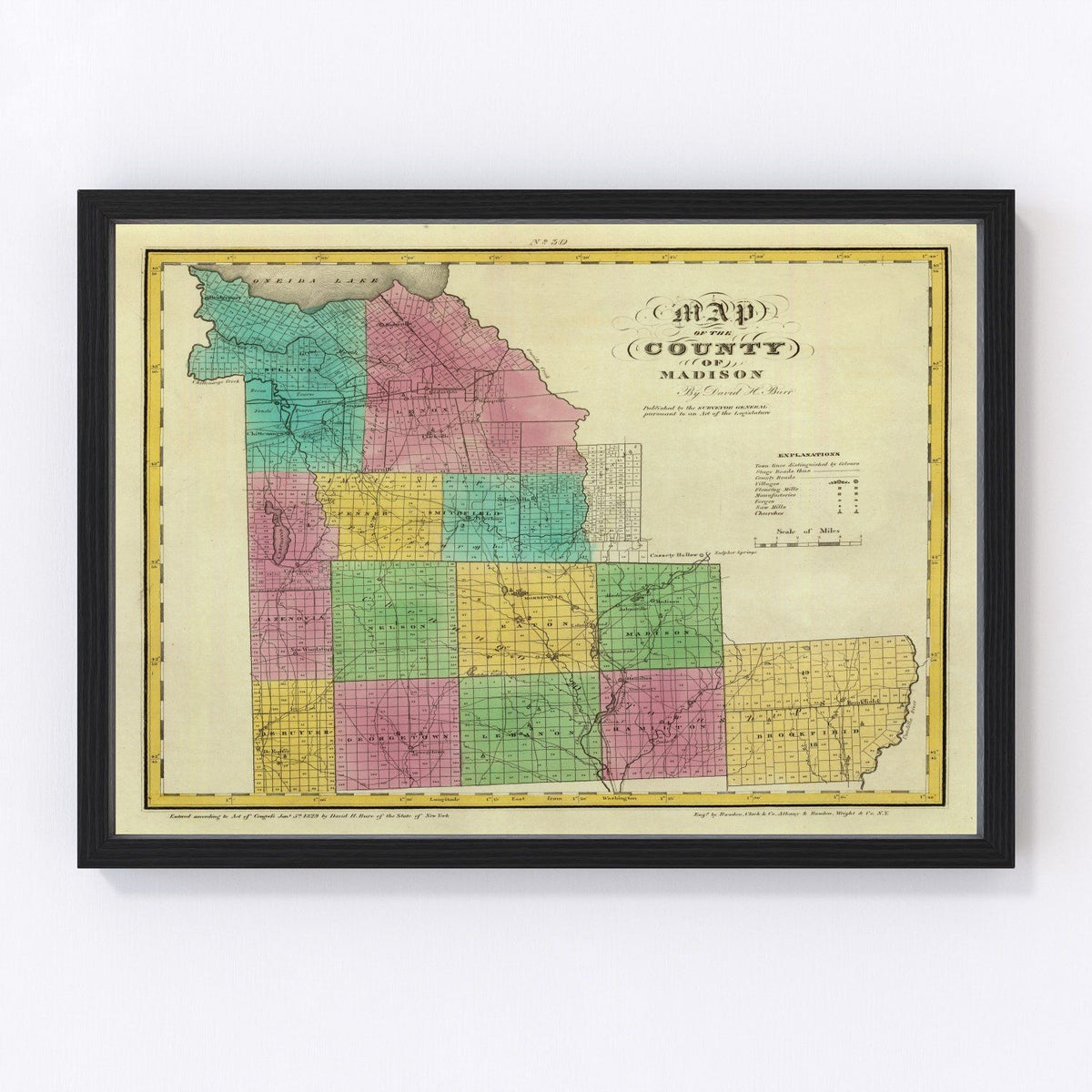 Madison County Vintage Map 1829