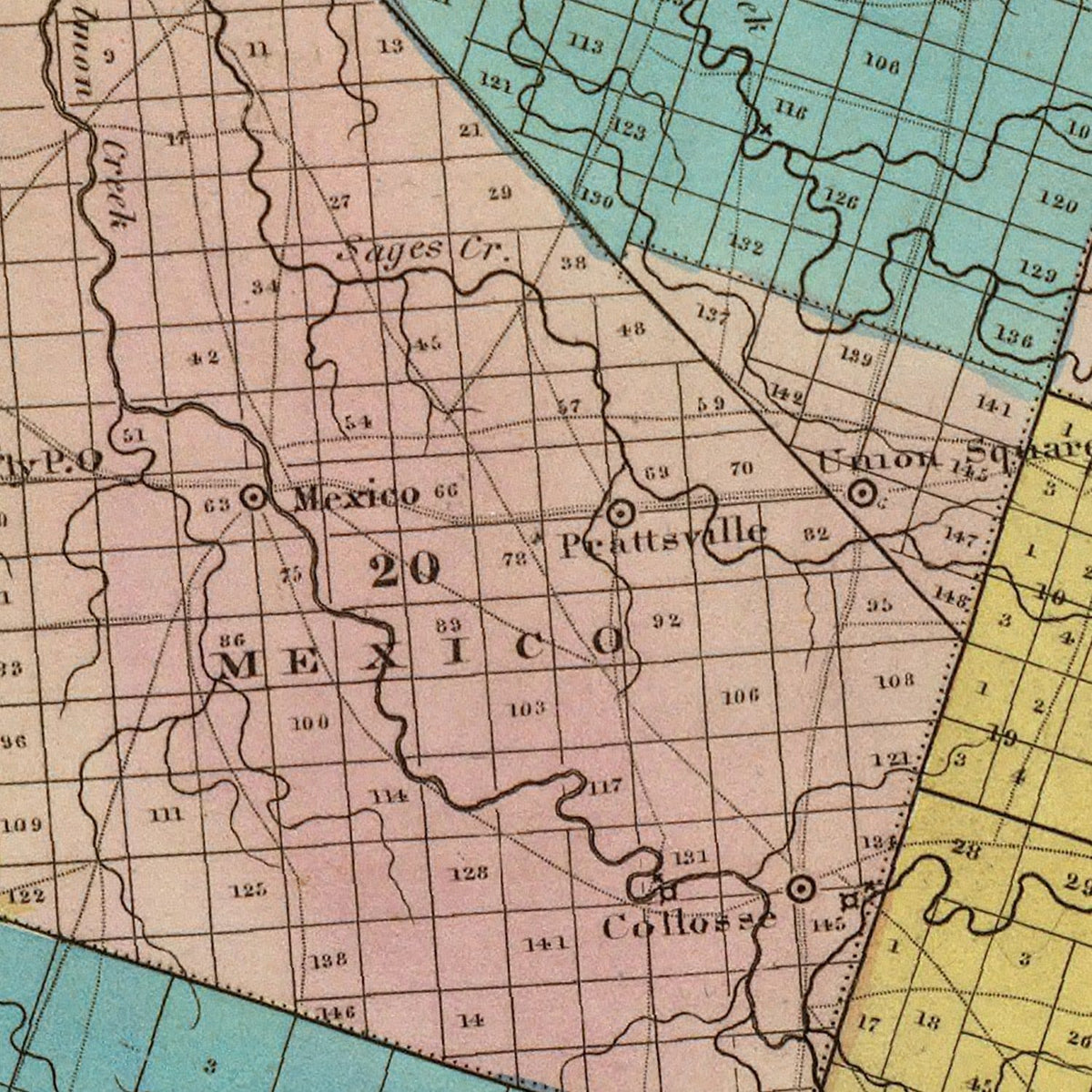 Restored historic details from the 1829 county map of Oswego County, New York
