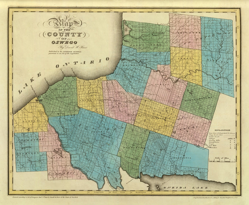 Size comparison using Vintage Map of Oswego County, New York 1829