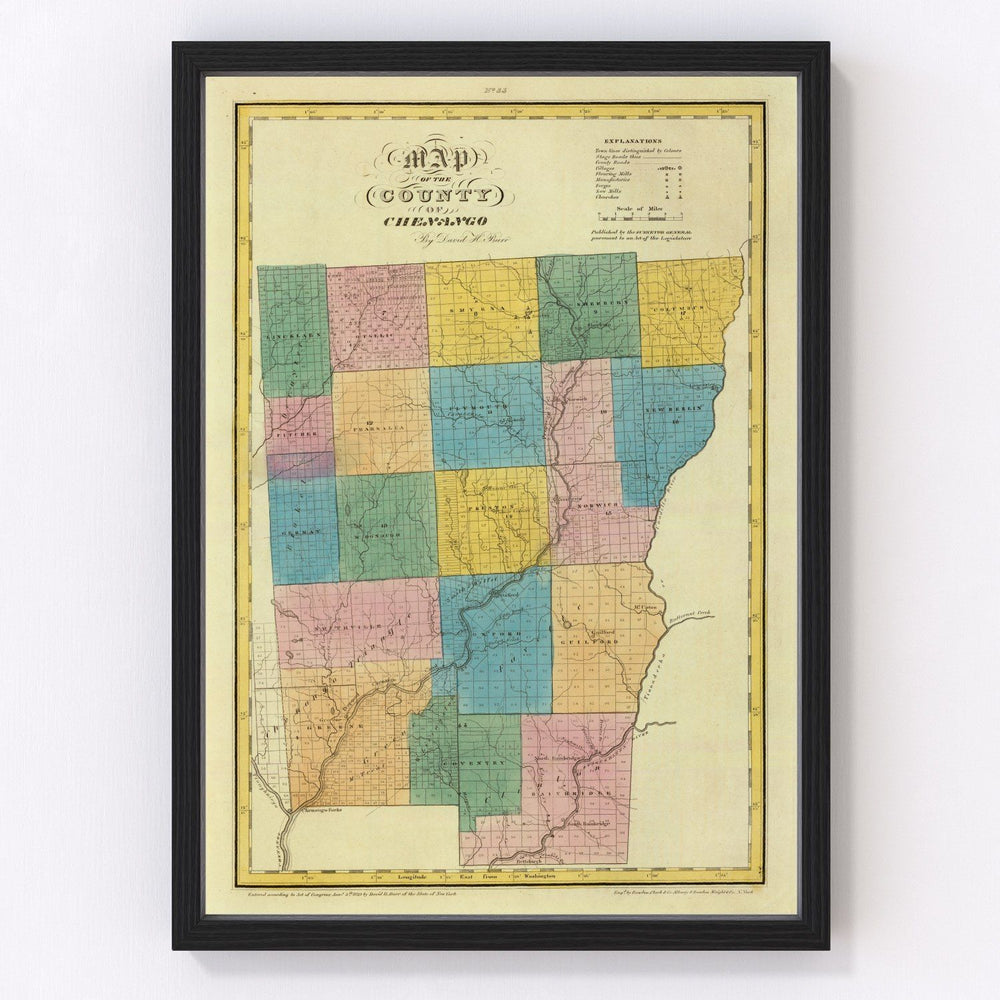 Chenango County Vintage Map 1829
