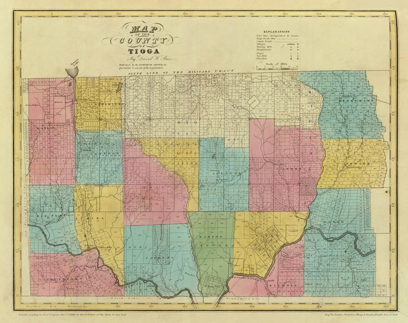 Size comparison using Vintage Map of Tioga County, New York 1829