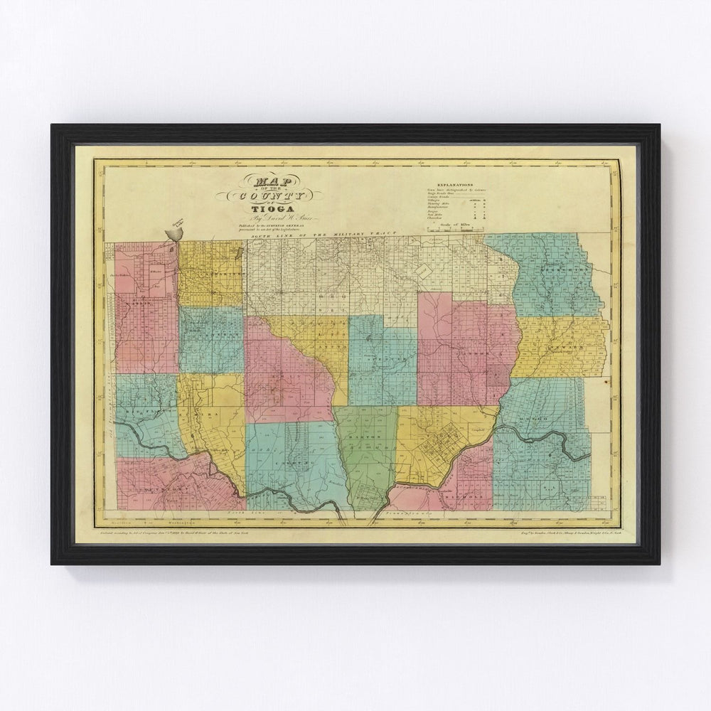 Tioga County Vintage Map 1829