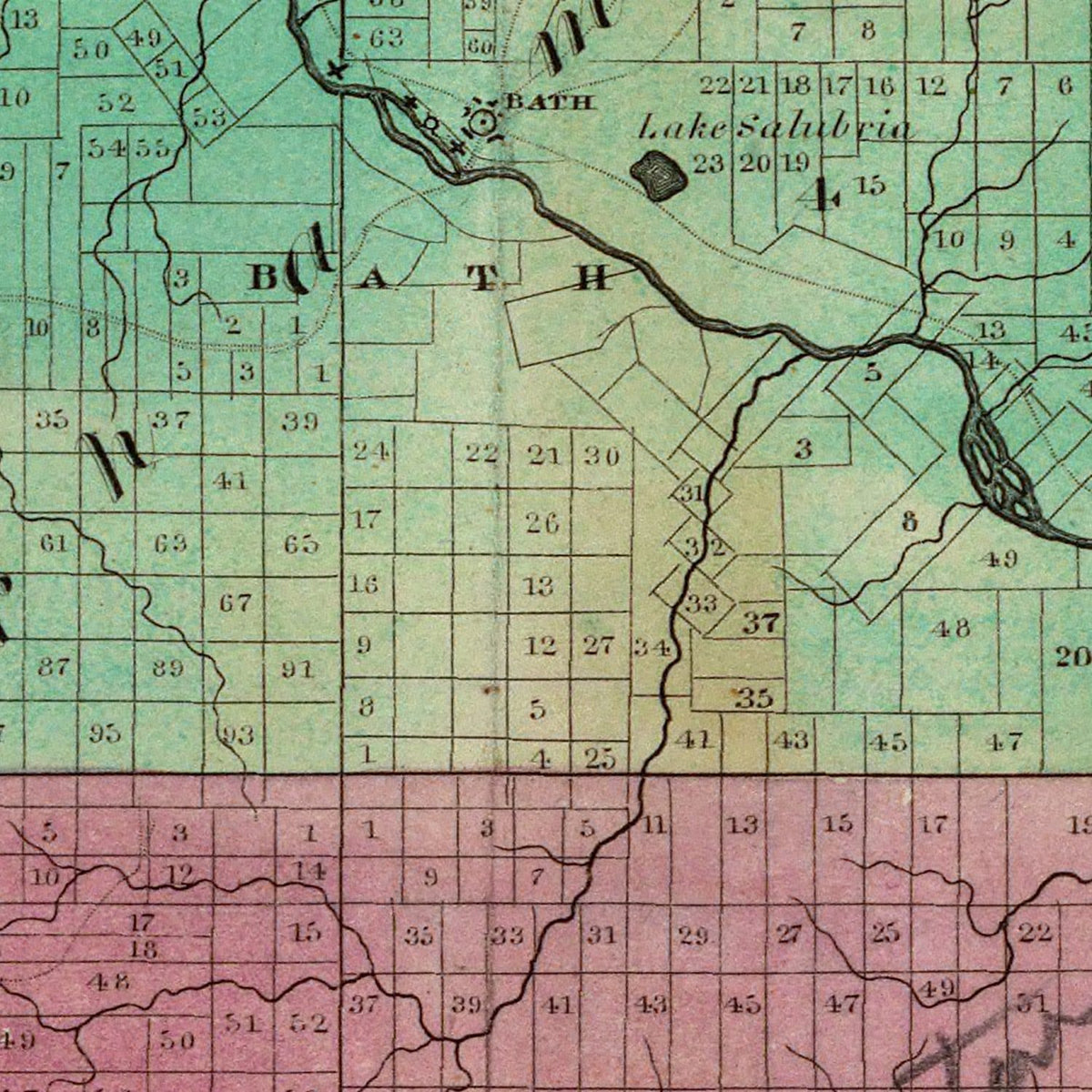 Restored historic details from the 1829 county map of Steuben County, New York
