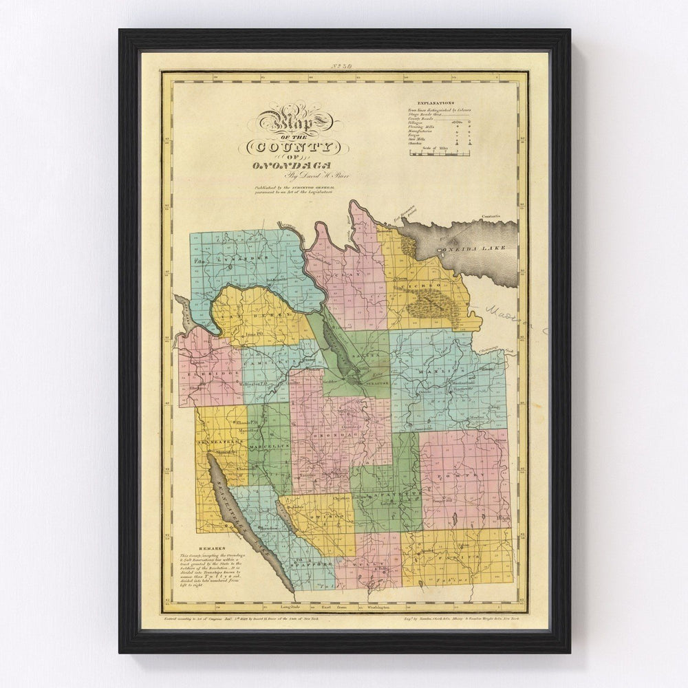 Onondaga County Vintage Map 1829