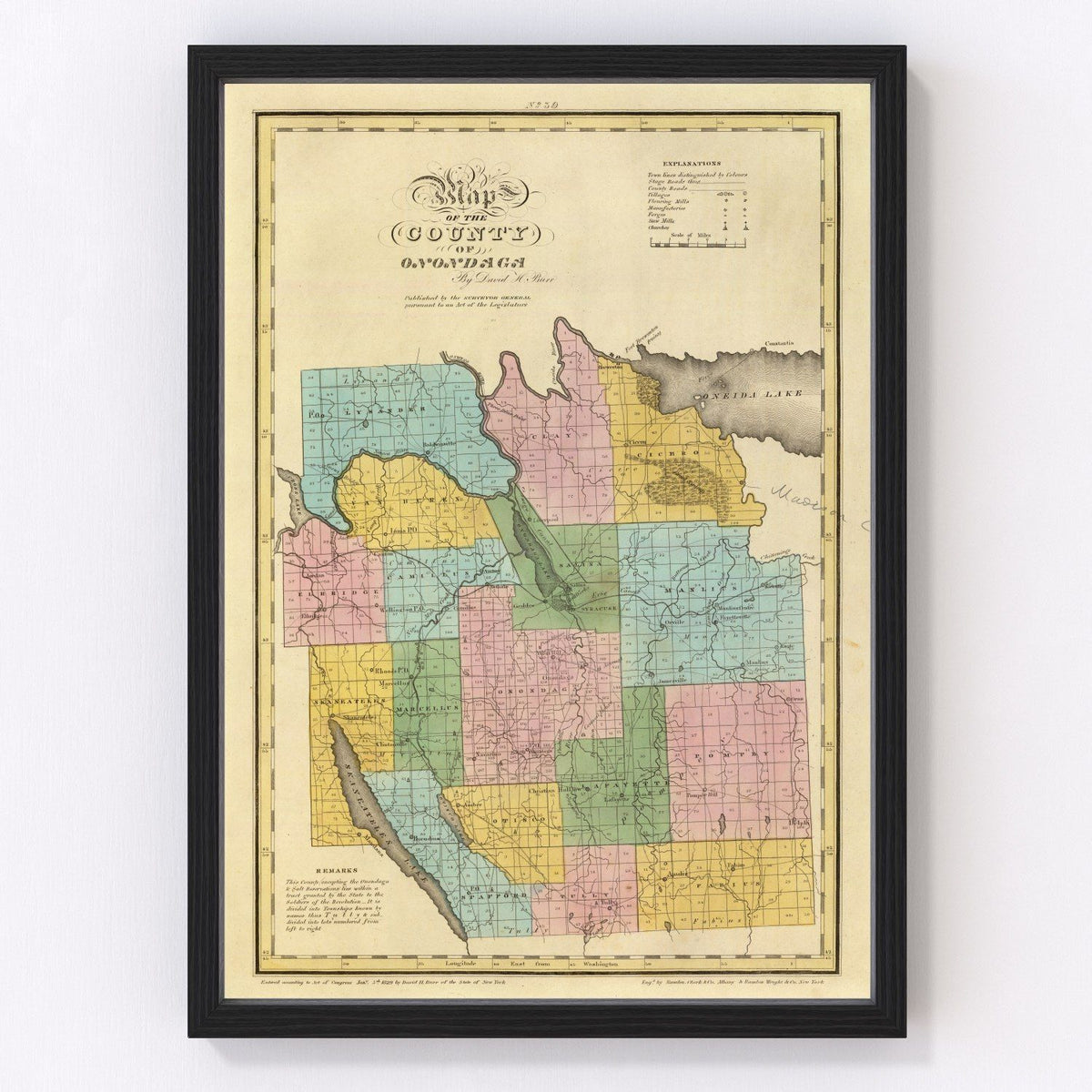 Onondaga County Vintage Map 1829