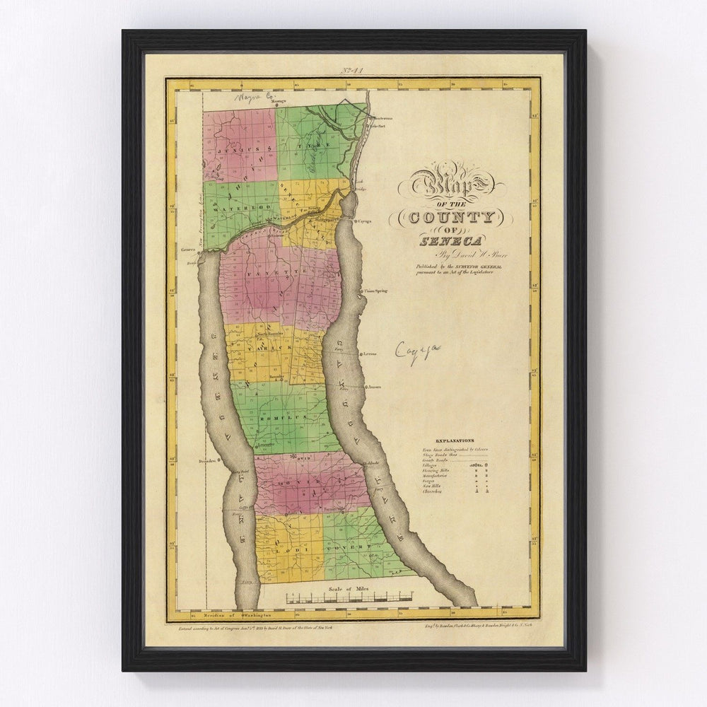 Seneca County Vintage Map 1829
