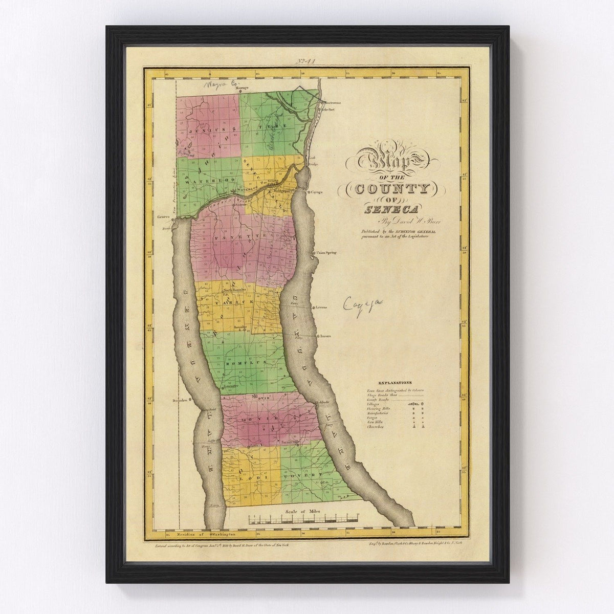Seneca County Vintage Map 1829