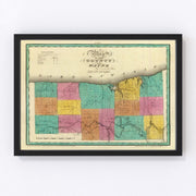 Wayne County Vintage Map 1829