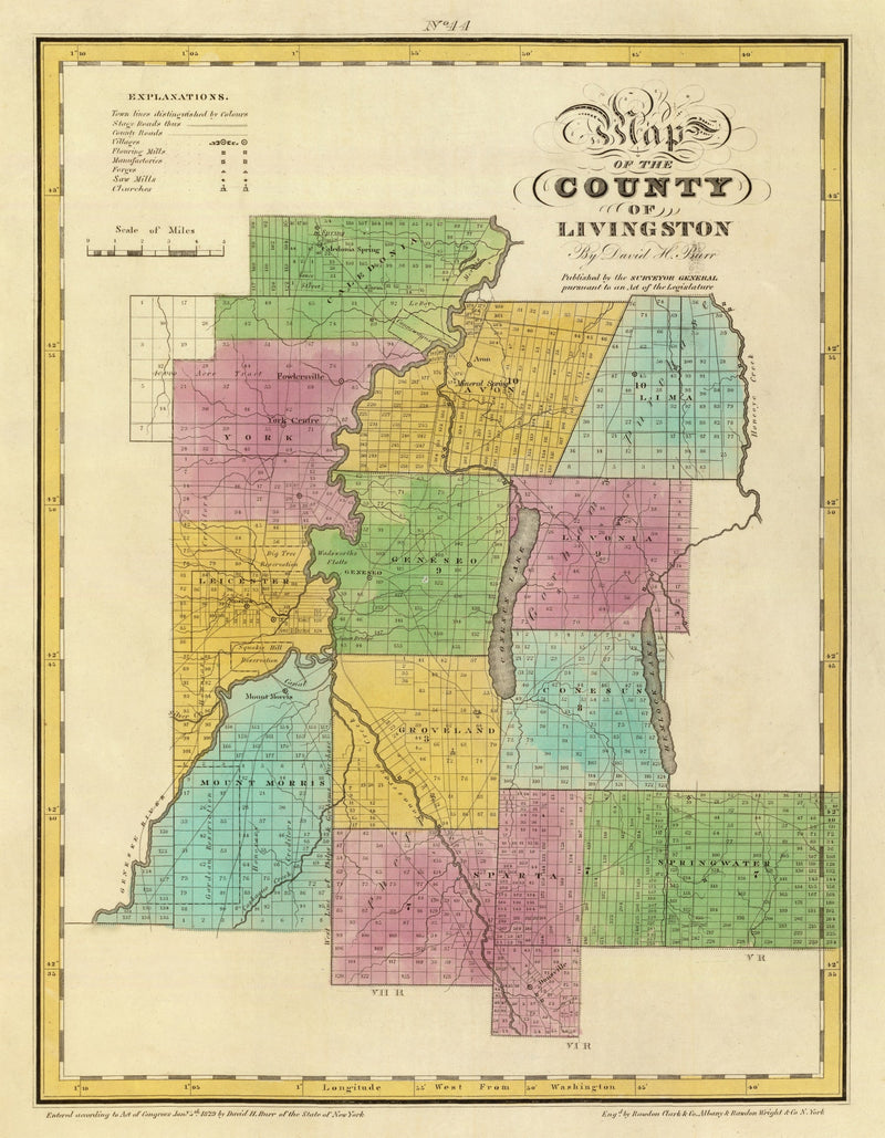 Size comparison using Vintage Map of Livingston County, New York 1829