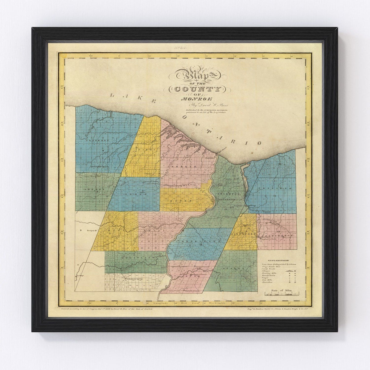 Monroe County Vintage Map 1829